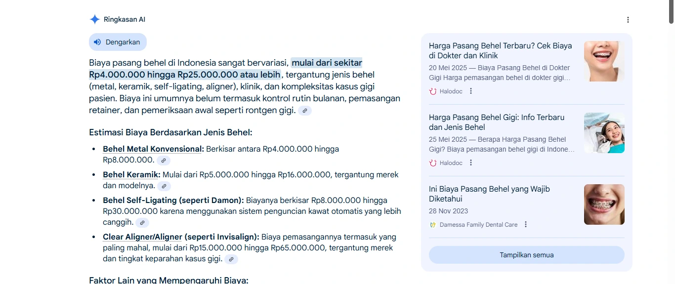 Artikel Damessa yang dikutip AI Overview
